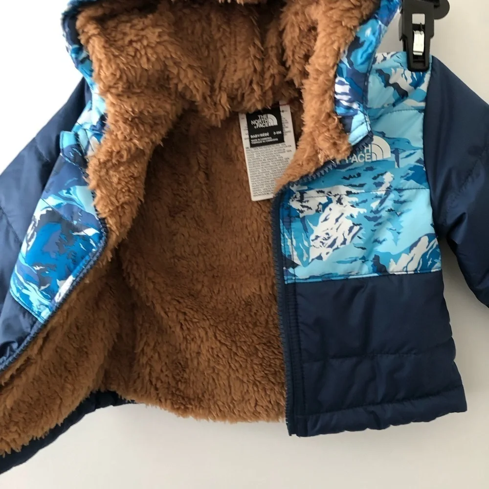 New The North Fave Blue Reversible Baby Jacket 3-6 M